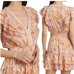 Poupette St Barth Camila Orange Floral Mini Dress Size Small